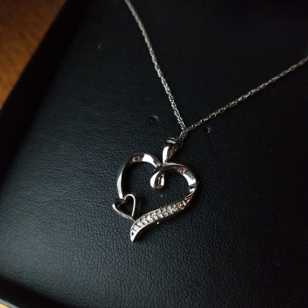 Heart 10k gold, diamond & Sterling Silver necklace
